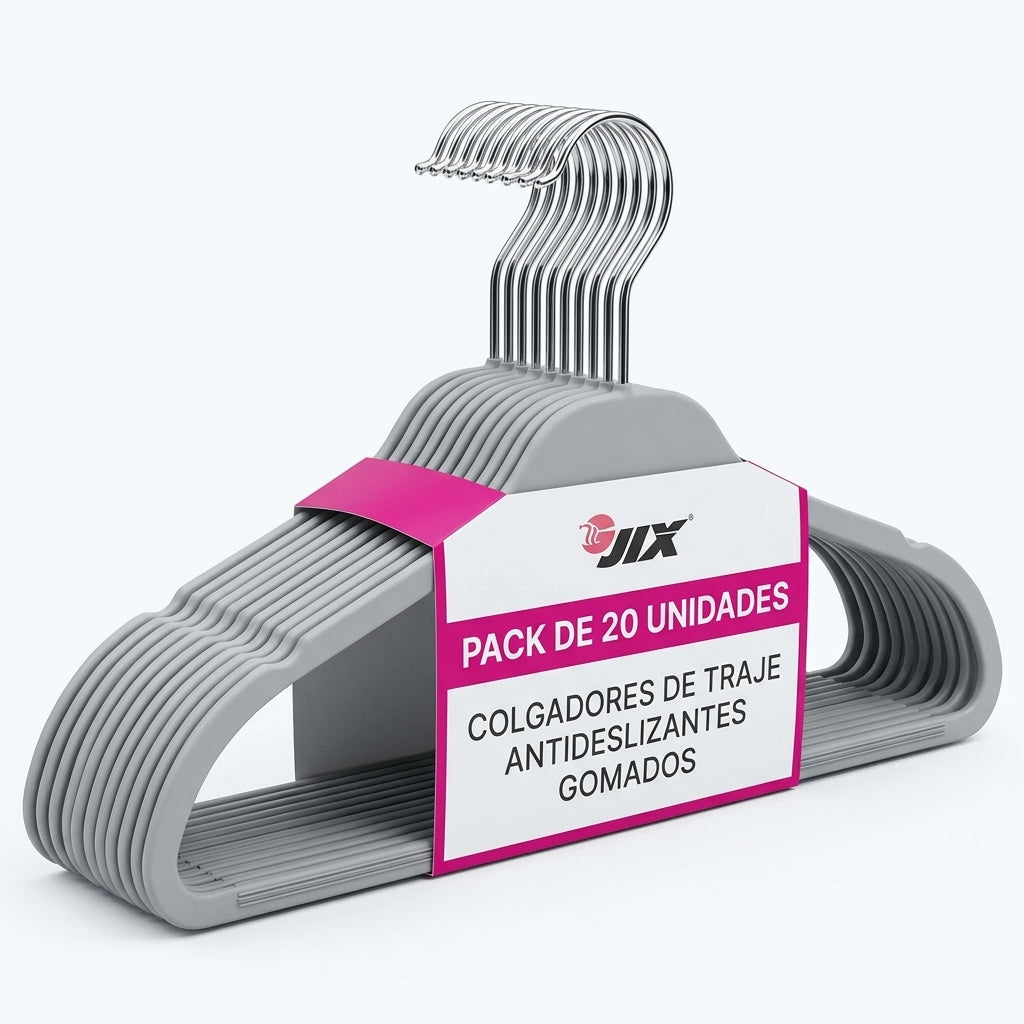 Pack x20 Colgadores Gomados Grises JIX