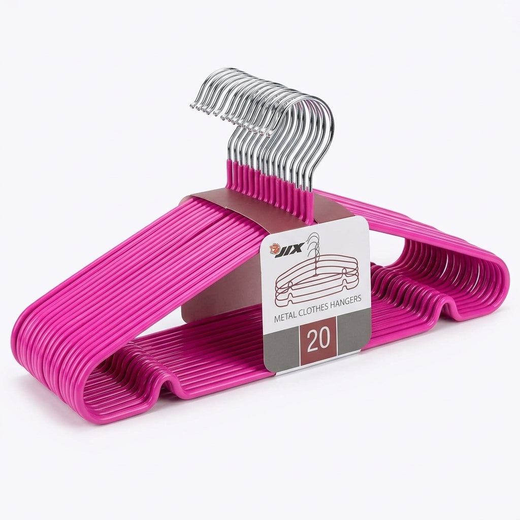 Pack de 20 Perchas Metálicas Antideslizantes con Recubrimiento Naranja