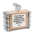 Set de 20 Perchas de Madera de Alta Calidad con Pinzas Metálicas Ajustables